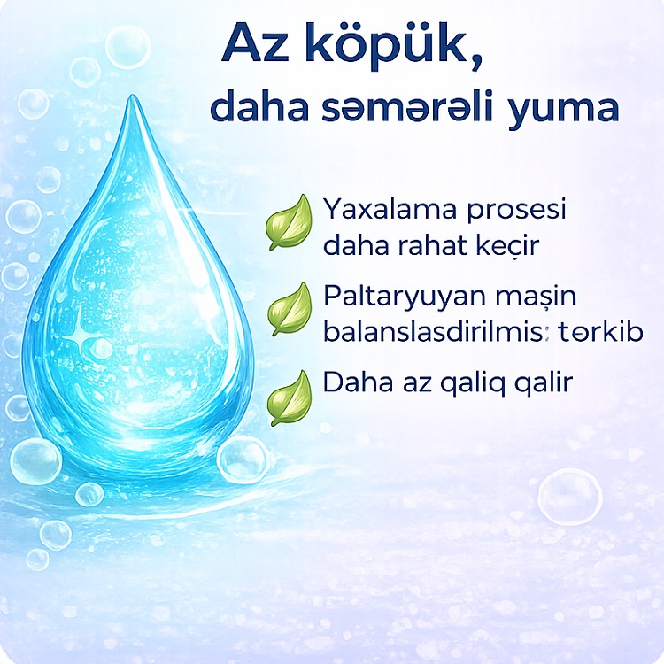 Az köpük — səmərəli yuma nəticəsi